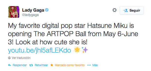 Hatsune Miku abrirá el “The ARTPOP Ball” de Lady Gaga Noticias